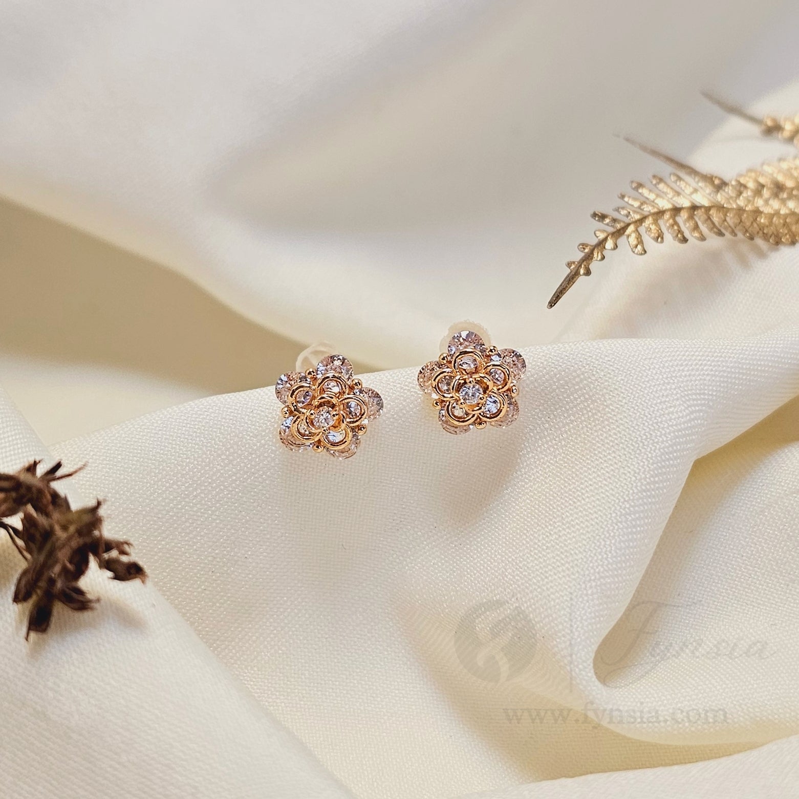 Jennifer Premium Zirconia Earring Studs | Anti-Tarnish - Daily Wear |  Fynsia
