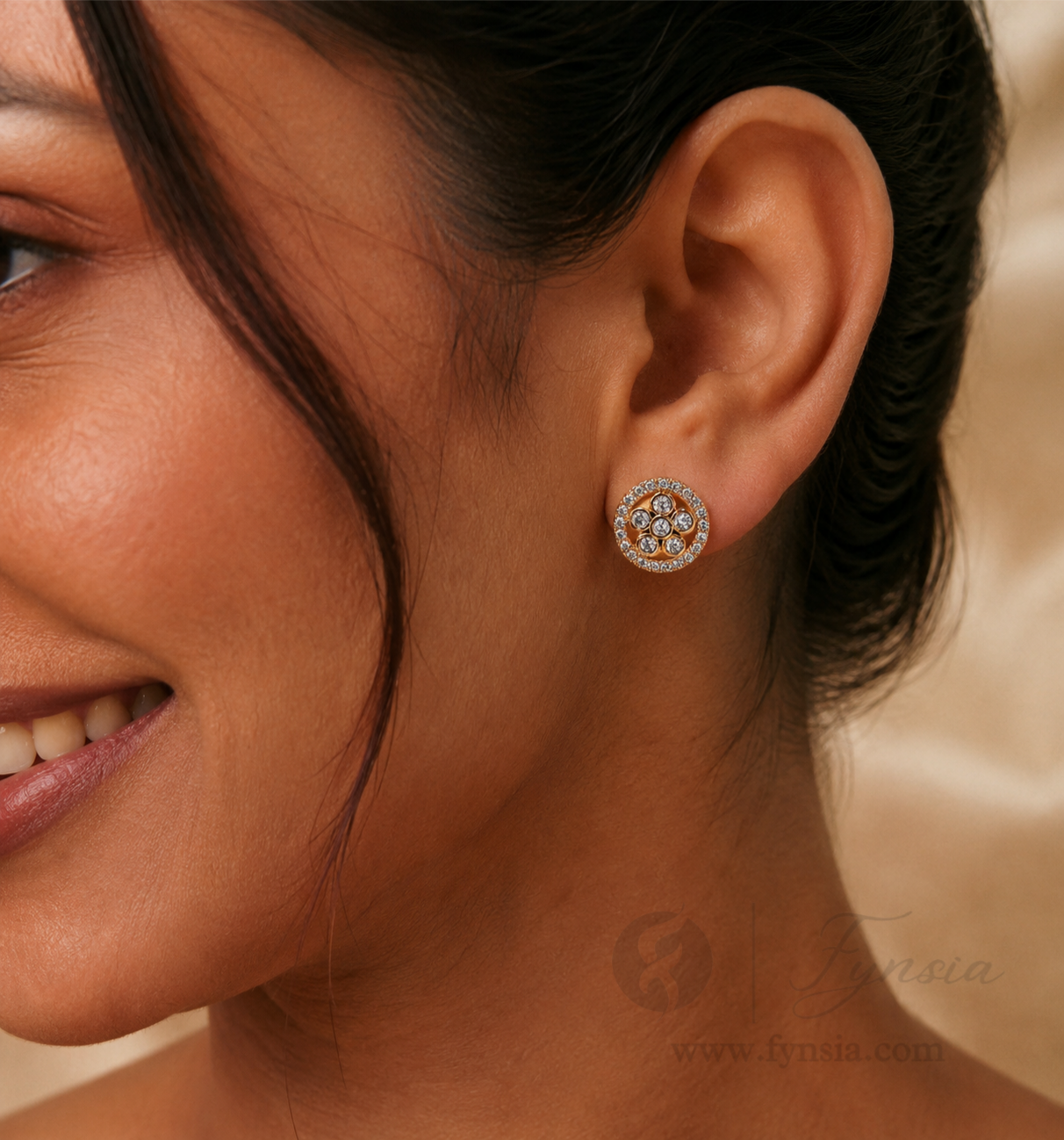 Usra Premium Zirconia Earring Studs | Anti-Tarnish - Daily Wear |  Fynsia
