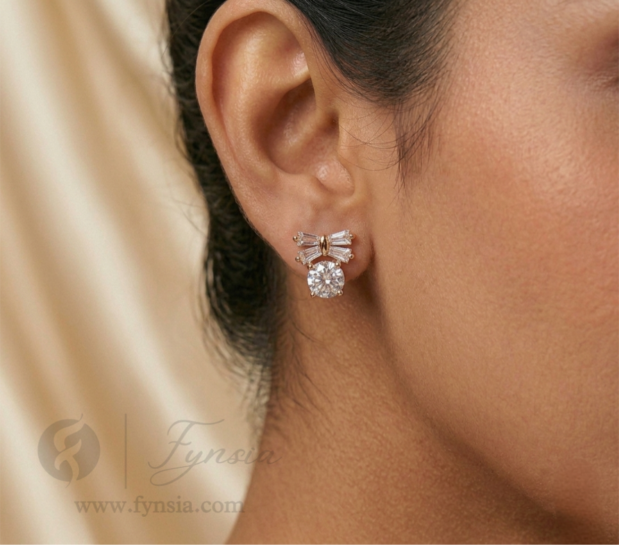 Meher Premium Zirconia Earring Studs | Anti-Tarnish - Daily Wear |  Fynsia