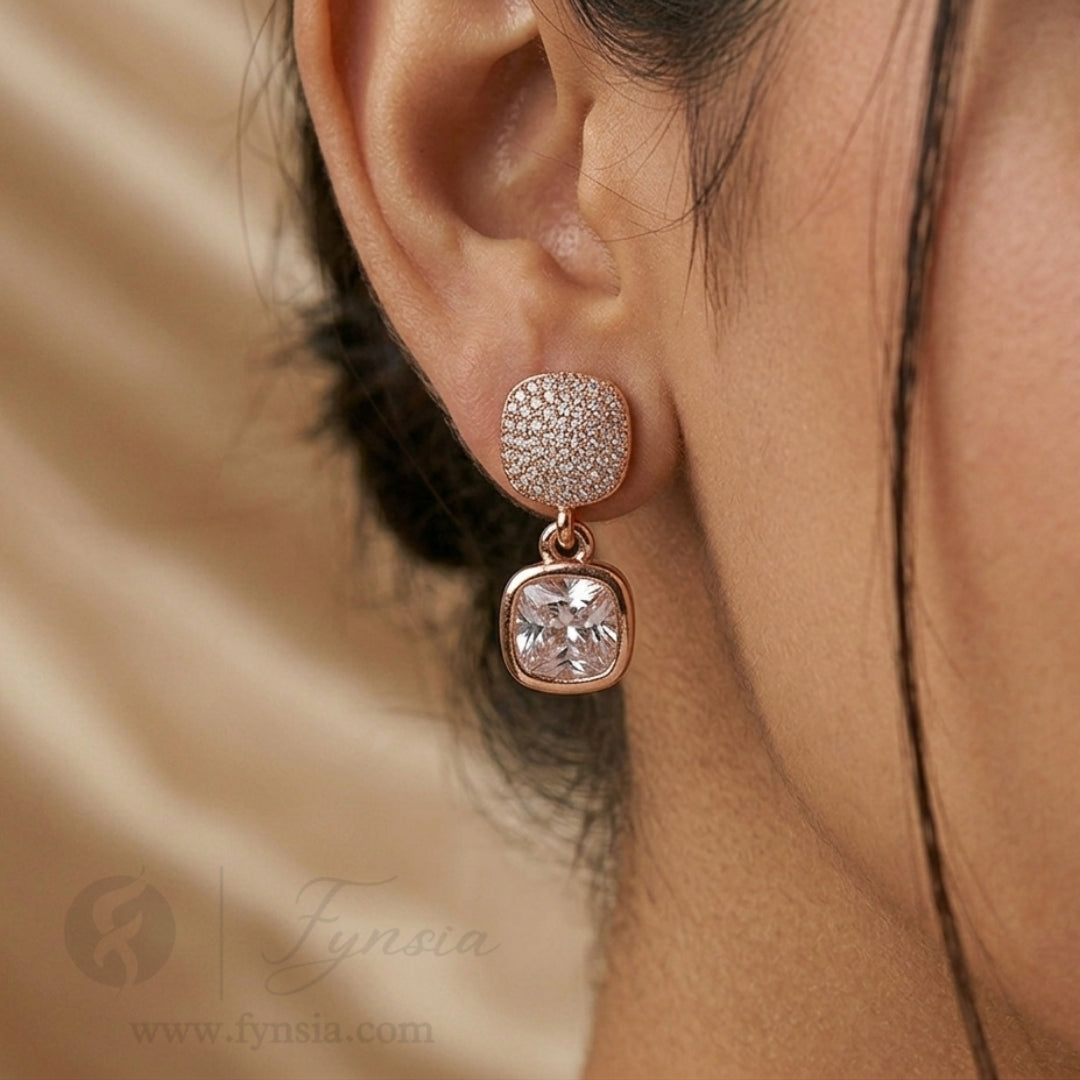 Kashish Premium Zirconia Earring Studs | Anti-Tarnish - Daily Wear |  Fynsia