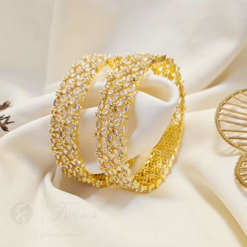 Golden Premium Bridal American Diamond Bangles For Girls And Women